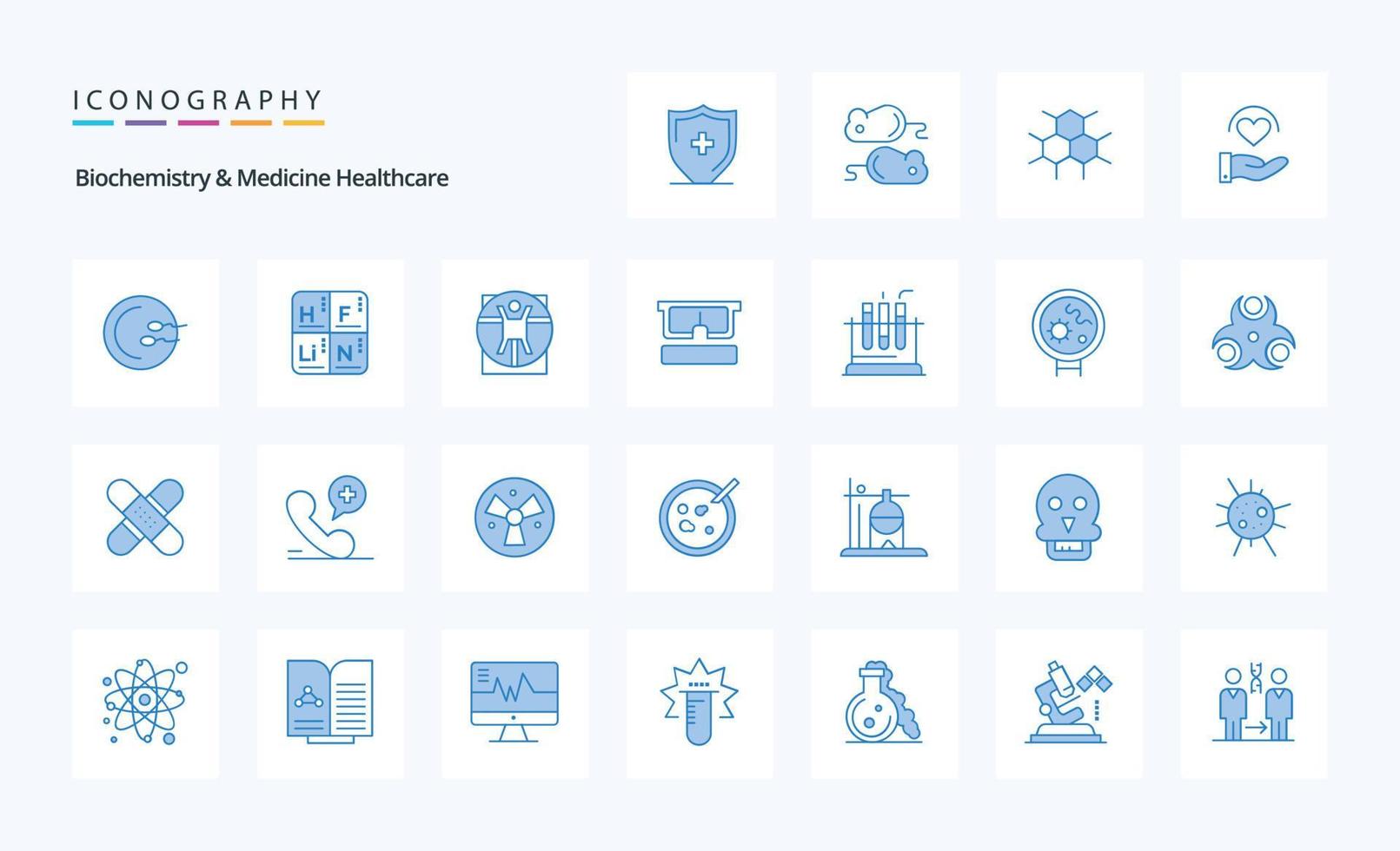 25 blaues Symbolpaket für Biochemie und Medizin im Gesundheitswesen vektor