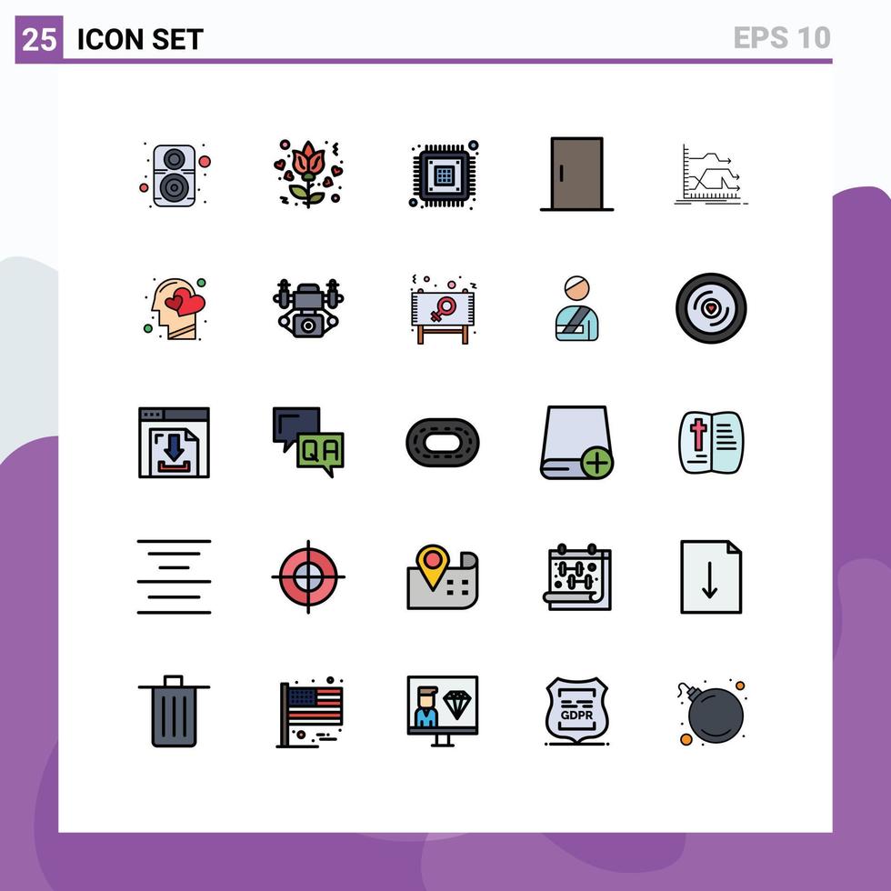 grupp av 25 modern fylld linje platt färger uppsättning för framåt- Hem apparater data Hem dörr redigerbar vektor design element