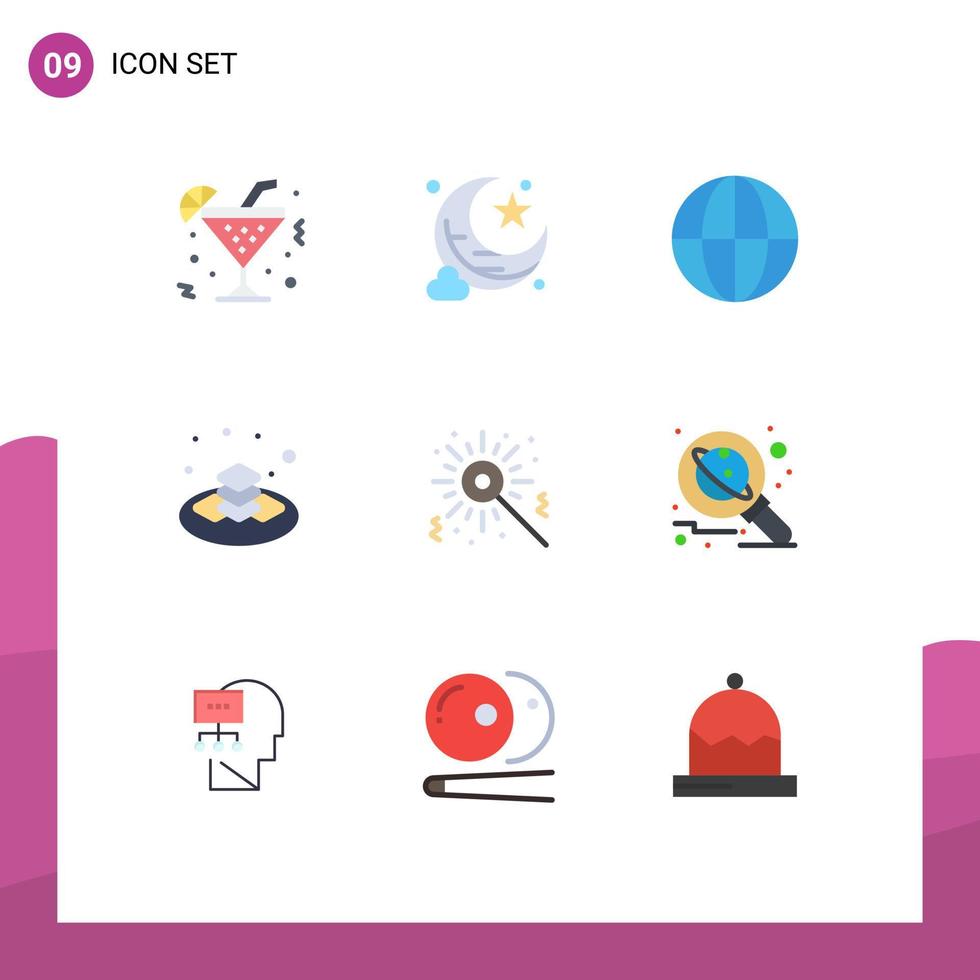 Stock Vector Icon Pack mit 9 Zeilenzeichen und Symbolen für die Astronomie bengalische Feuerkugel bengalisches Geschenk editierbare Vektordesign-Elemente