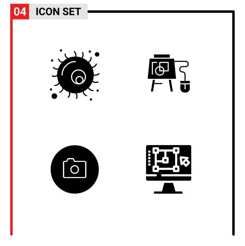 universell ikon symboler grupp av 4 modern fast glyfer av djur- bild växt styrelse ui redigerbar vektor design element