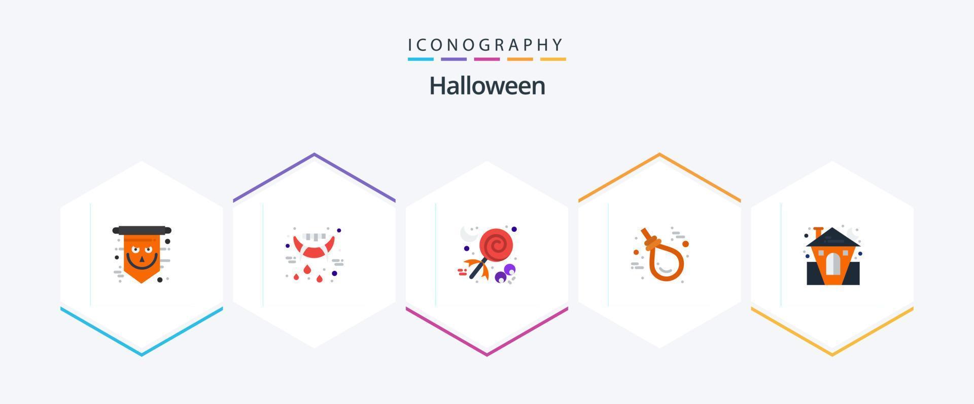 Halloween 25 Flat Icon Pack inklusive Seil. Halloween. Vampir. Galgen. Ferien vektor