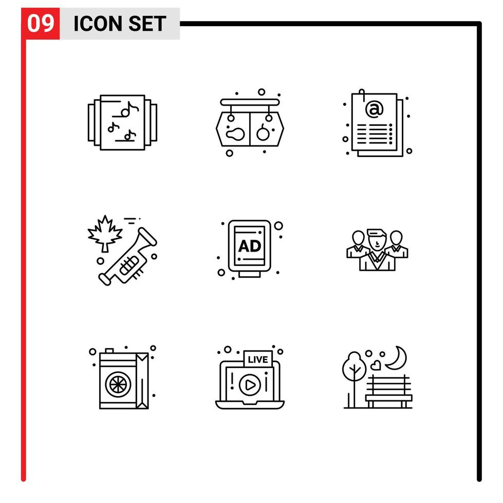 9 universelle Gliederungszeichen Symbole von editierbaren Vektordesign-Elementen für Mitarbeiter-Plakatwand-E-Mail-Anzeigen-Lautsprecher vektor