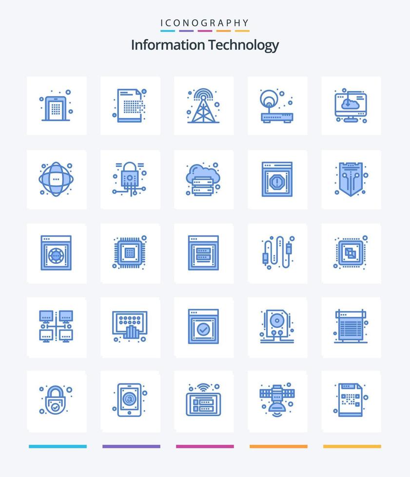 kreative informationstechnologie 25 blaues symbolpaket wie punkt. Internet. Verschlüsselung. Zugriff. Radio vektor