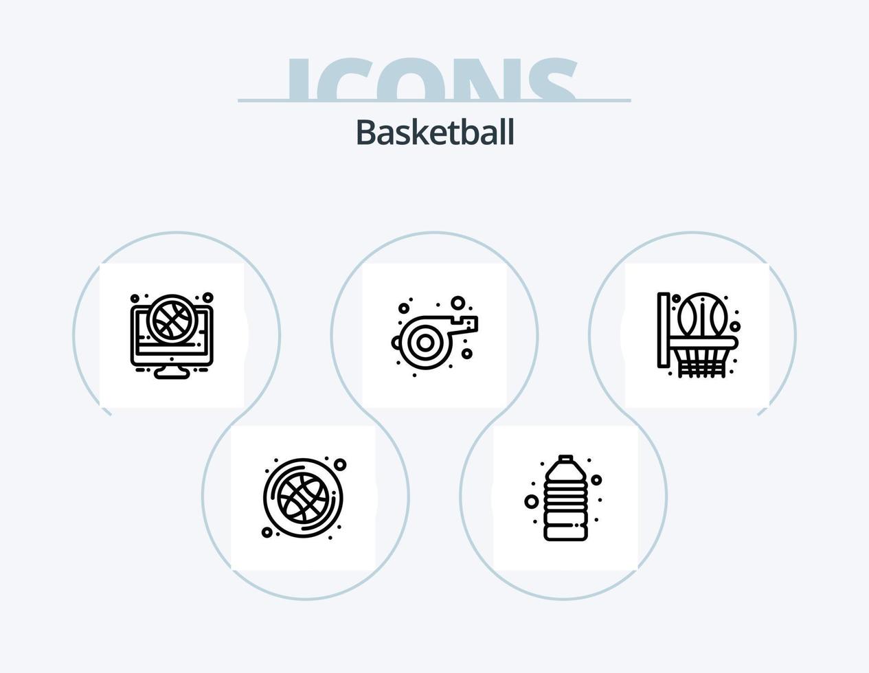 Basketball-Line-Icon-Pack 5 Icon-Design. Basketball. nba. Anschauen. Boden. Gericht vektor