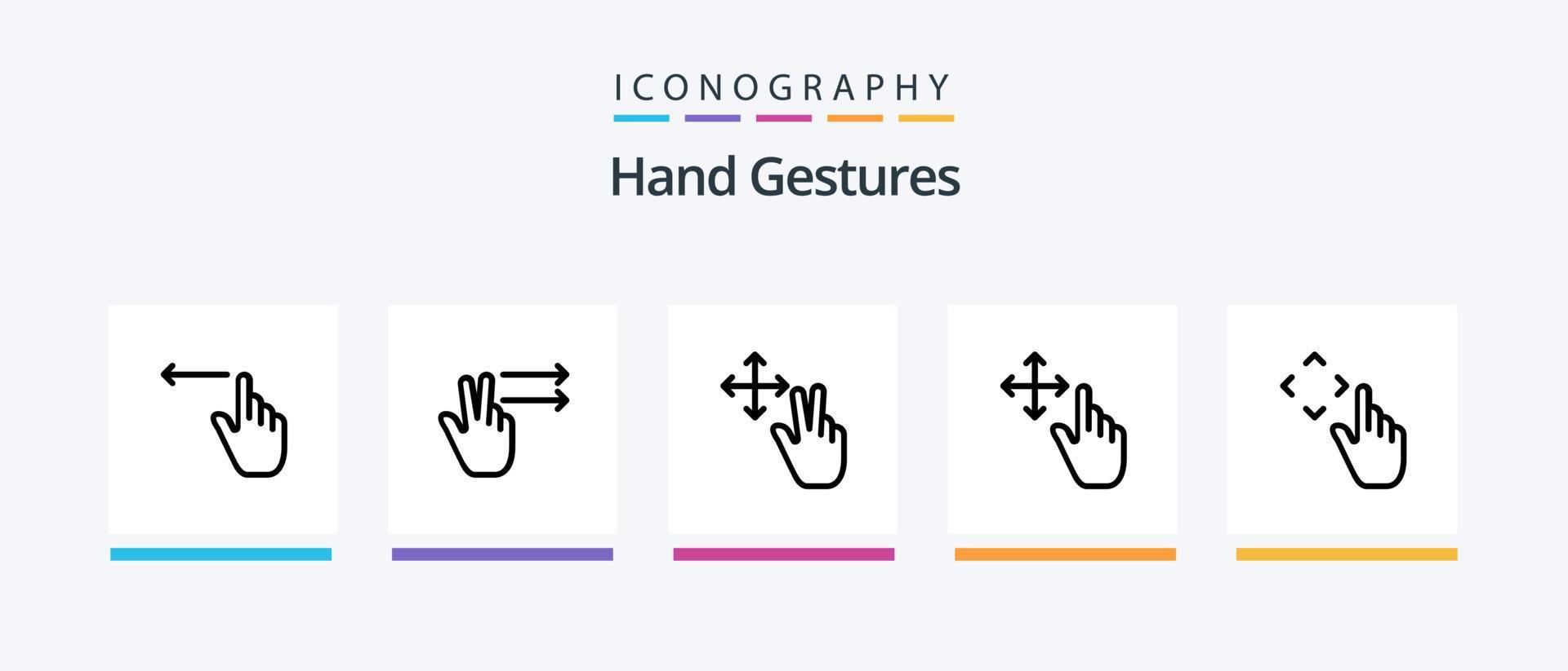hand gester linje 5 ikon packa Inklusive gester. Rör. hand. förstoring. gester. kreativ ikoner design vektor