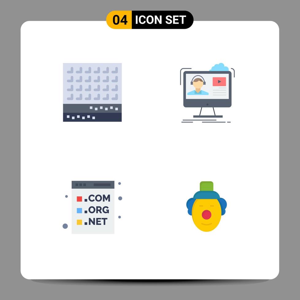 användare gränssnitt packa av 4 grundläggande platt ikoner av kex utbildning tacksägelse video koda redigerbar vektor design element