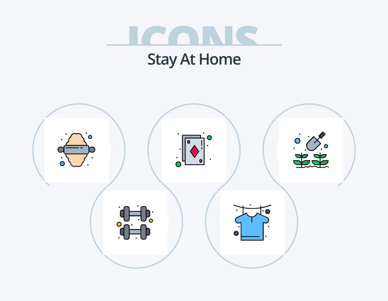 Bleiben Sie zu Hause Linie gefüllt Icon Pack 5 Icon Design. Werbetexten. Online-Bibliothek. Bildung. Tutorials. Bildung vektor