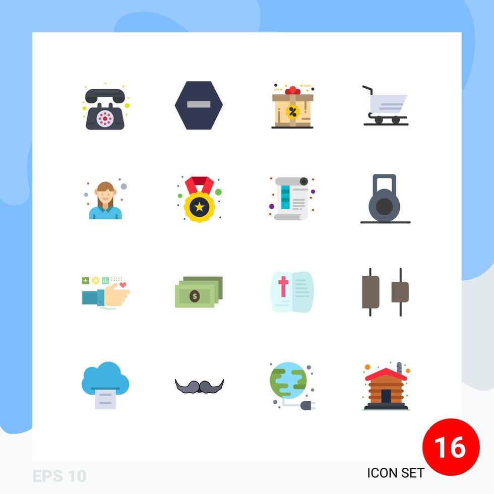 platt Färg packa av 16 universell symboler av kvinna anställd kort avatar beställa redigerbar packa av kreativ vektor design element