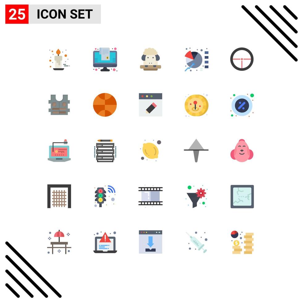 Packung mit 25 modernen flachen Farbzeichen und Symbolen für Web-Printmedien wie Army Pie Online-Shopping-Grafik Frühling editierbare Vektordesign-Elemente vektor