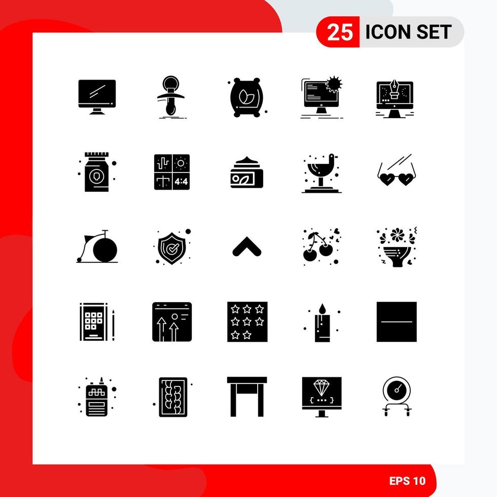 uppsättning av 25 modern ui ikoner symboler tecken för webbplats layout nippel internet mjöl säck redigerbar vektor design element