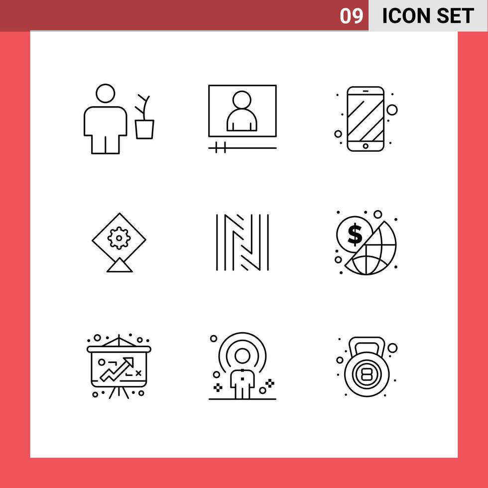 satz von 9 modernen ui-symbolen symbole zeichen für kryptowährungsmünze handy neoscoin kite editierbare vektordesignelemente vektor
