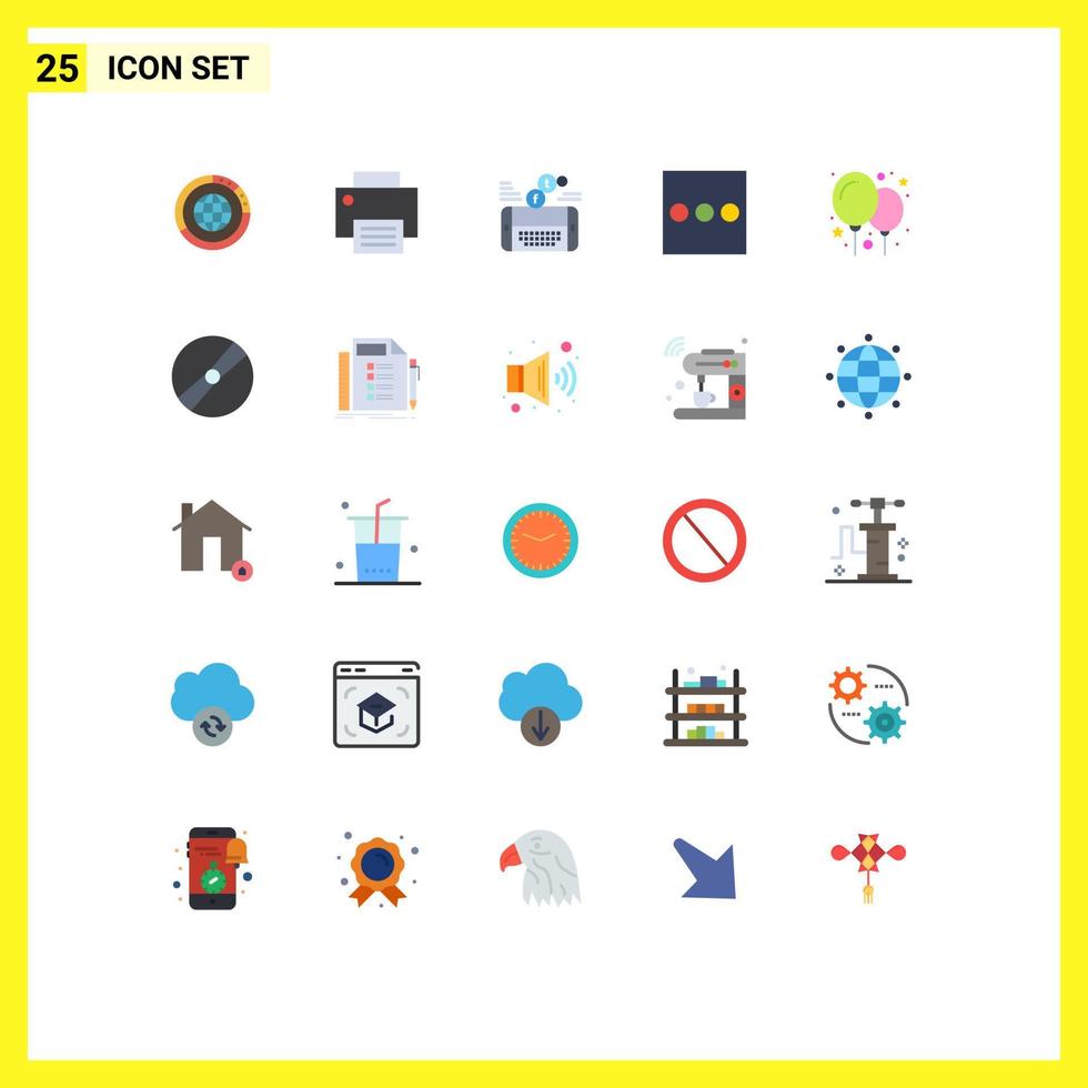 25 universell platt Färg tecken symboler av lista Facebook enheter social mobil redigerbar vektor design element