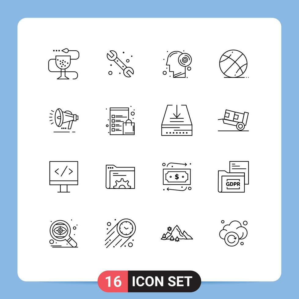 16 kreativ ikoner modern tecken och symboler av högtalare spel systemet boll produktivitet redigerbar vektor design element