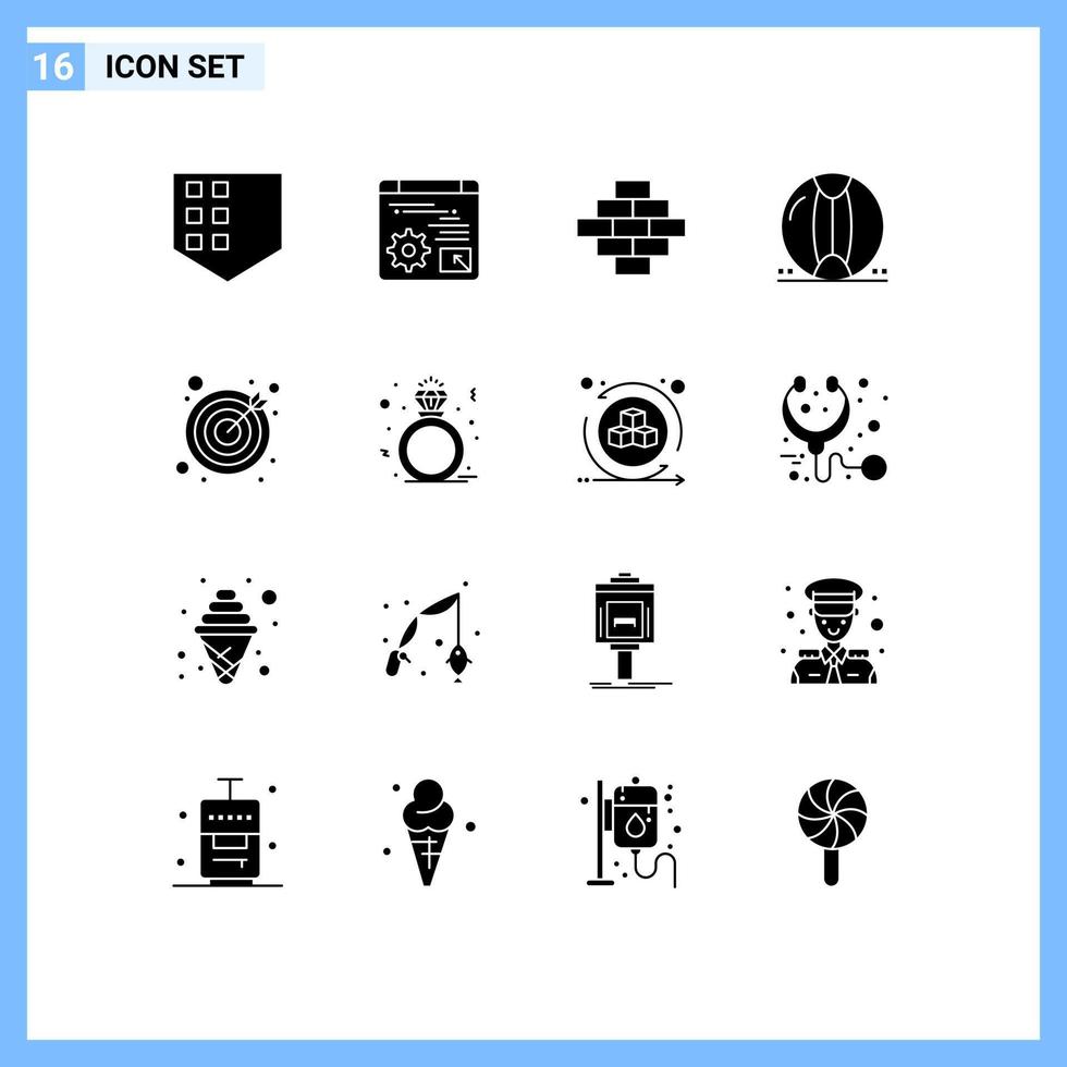16 kreativ ikoner modern tecken och symboler av mål dart byggnad sommar plast redigerbar vektor design element