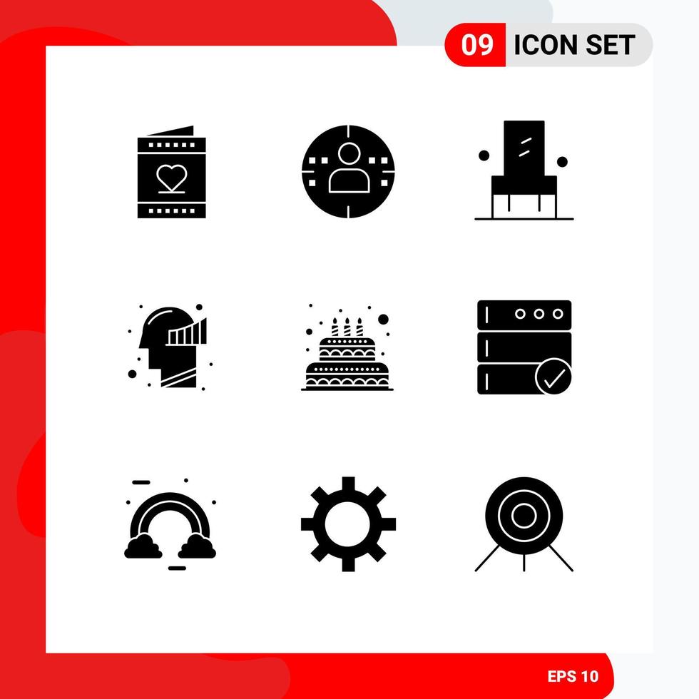 modern uppsättning av 9 fast glyfer och symboler sådan som kärlek statistik stol sinne Diagram redigerbar vektor design element