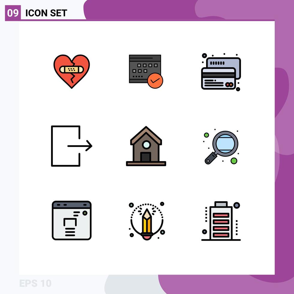 användare gränssnitt packa av 9 grundläggande fylld linje platt färger av utgång betalning kalender kreditera kreditera redigerbar vektor design element