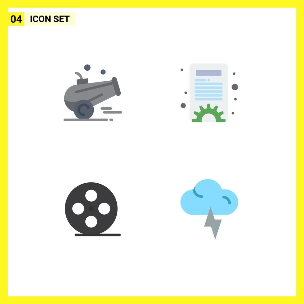 4 platt ikon begrepp för webbplatser mobil och appar kanon film ramadan inställningar moln redigerbar vektor design element