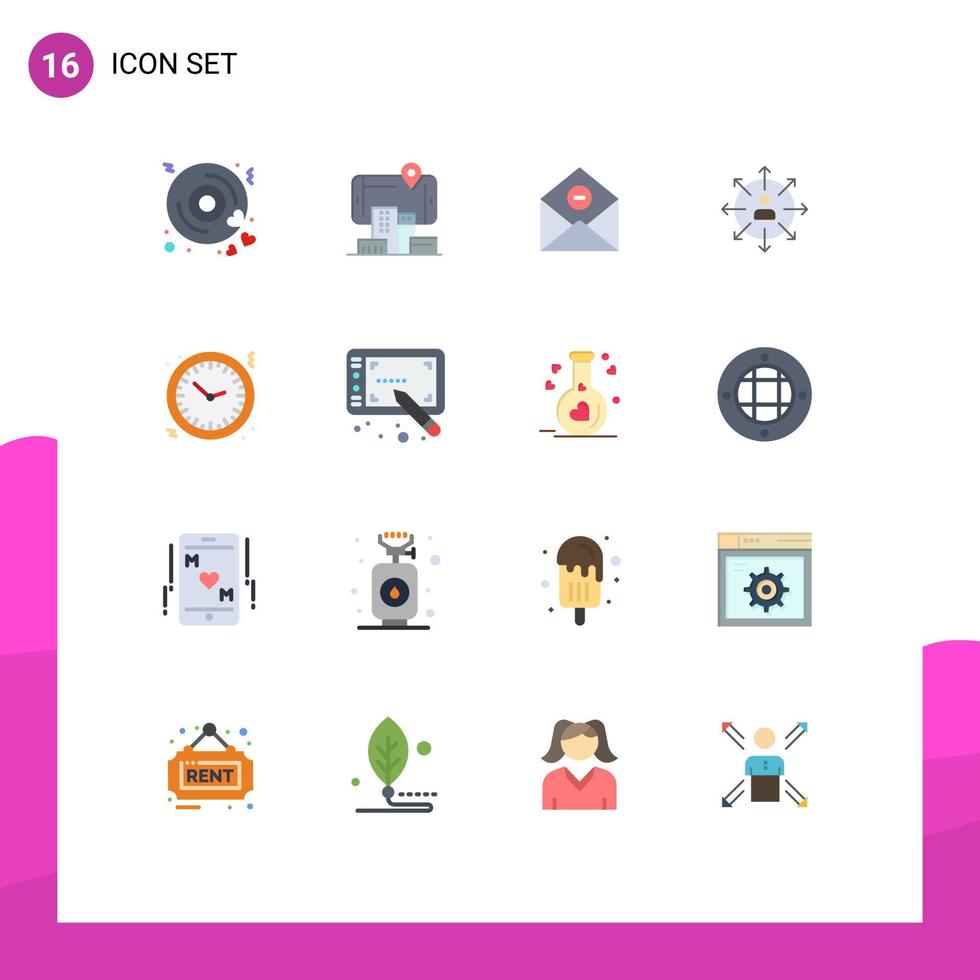16 thematische flache Vektorfarben und editierbare Symbole menschlicher Karrierekommunikationspfeile per E-Mail editierbares Paket kreativer Vektordesignelemente vektor
