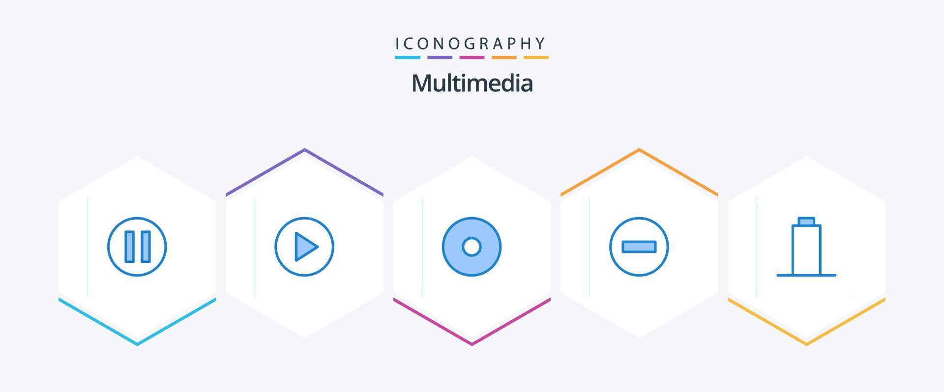 multimedia 25 blå ikon packa Inklusive . multimedia. . tömma vektor