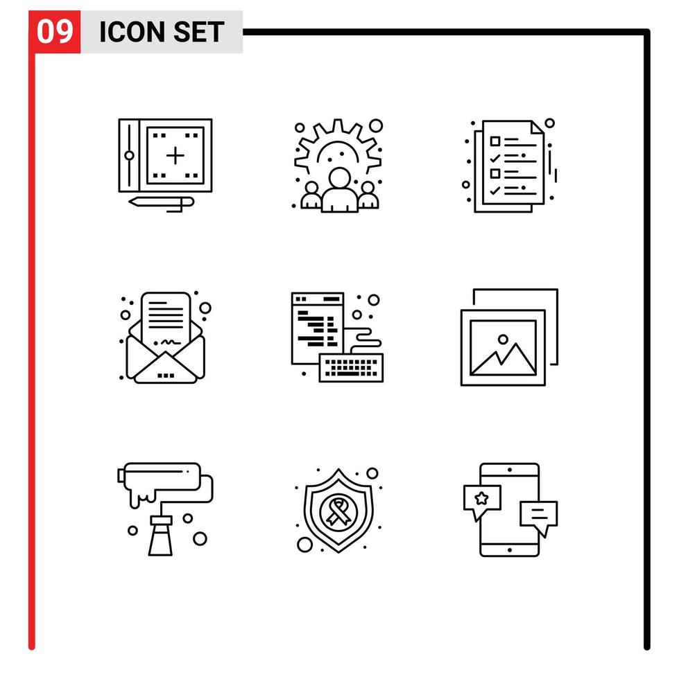 översikt packa av 9 universell symboler av post e-post arbete företag post ok redigerbar vektor design element