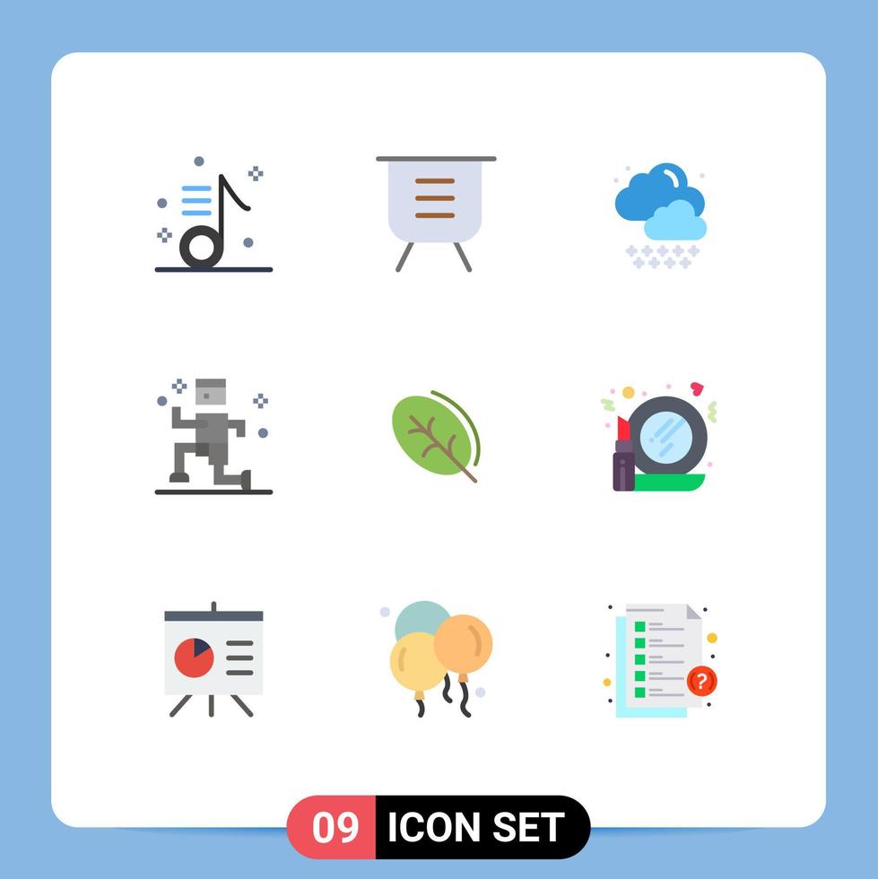 Stock Vector Icon Pack mit 9 Zeilenzeichen und Symbolen für Blattlaufleistung Jogging Wetter editierbare Vektordesign-Elemente