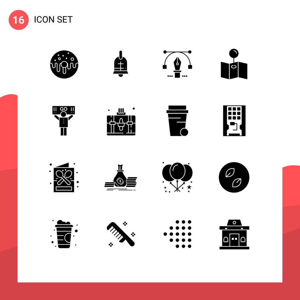 uppsättning av 16 modern ui ikoner symboler tecken för Stöd fläkt Semester stift utbildning redigerbar vektor design element
