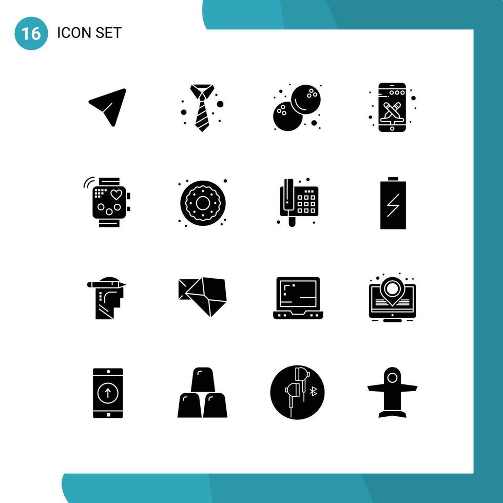 16 universell fast glyf tecken symboler av kondition aktivitet kokos verktyg telefon redigerbar vektor design element