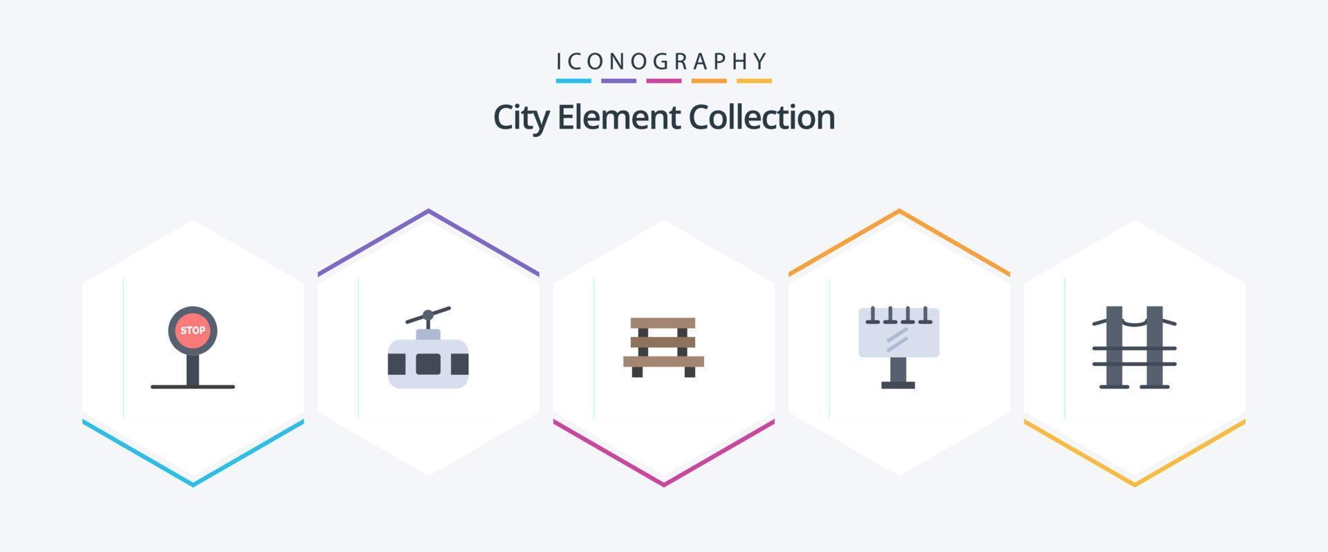 City Element Collection 25 Flat Icon Pack inklusive Brücke. Slogan. Bank. Zeichen. Sitzung vektor