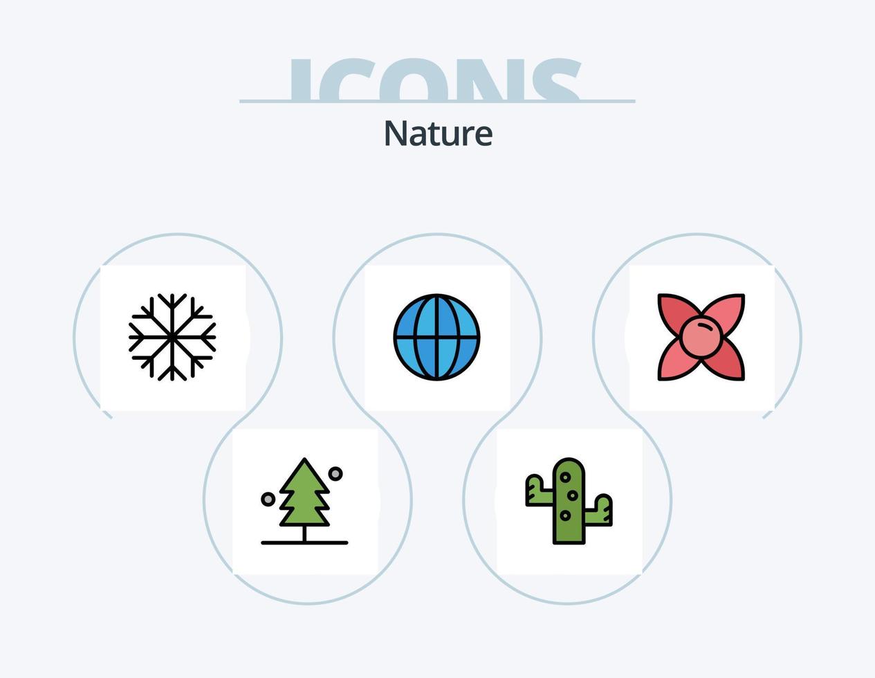 natur linje fylld ikon packa 5 ikon design. . väder. trädgård. snöflinga. vatten vektor