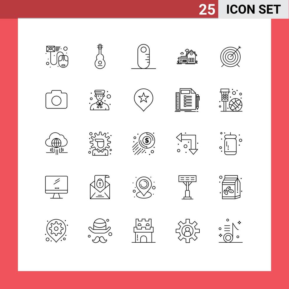 Gruppe von 25 Zeilen Zeichen und Symbole für bearbeitbare Vektordesign-Elemente für den Raum des Bauernhauses vektor