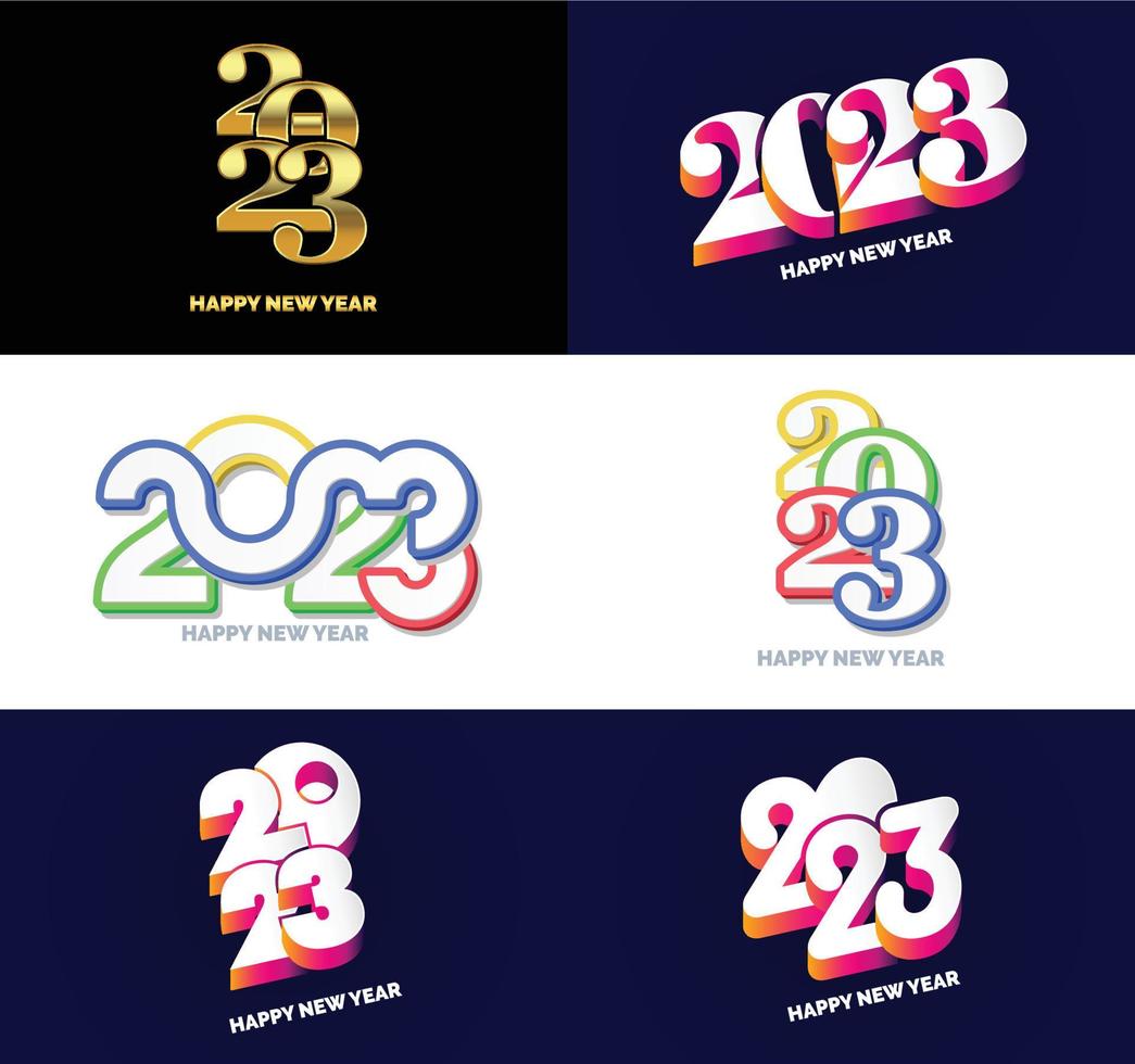 große reihe von 2023 frohes neues jahr logo text design 2023 zahlenentwurfsvorlage vektor