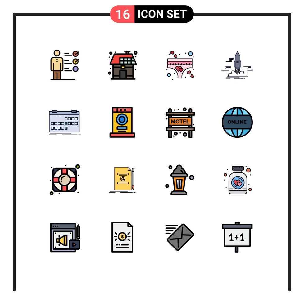 mobil gränssnitt platt Färg fylld linje uppsättning av 16 piktogram av Plats app sol- publicera roman redigerbar kreativ vektor design element