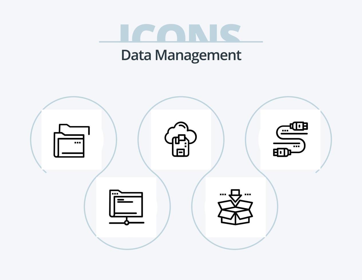 data förvaltning linje ikon packa 5 ikon design. nätverk. databas. filtrera. data. dator vektor