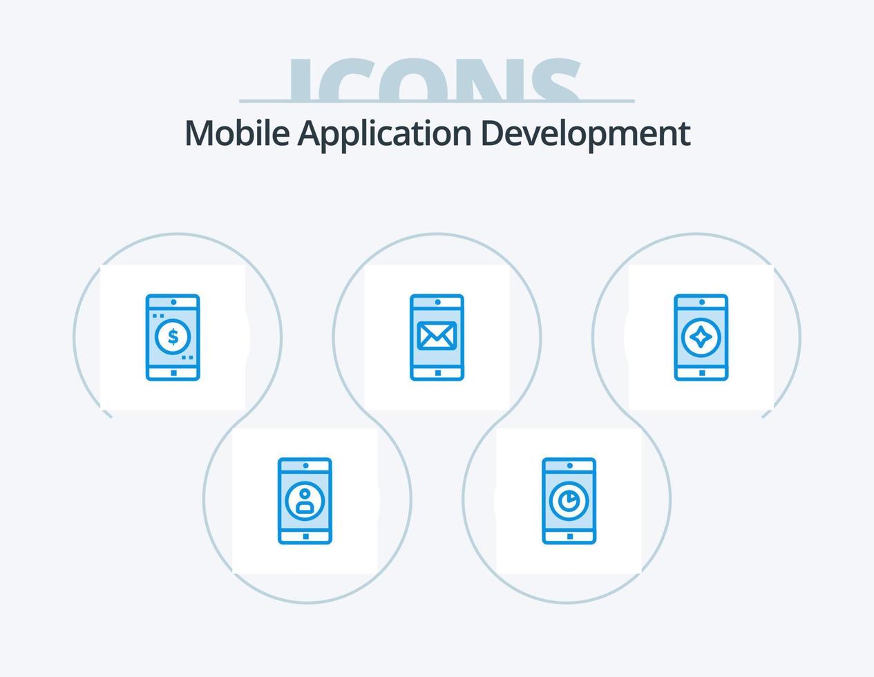 mobil Ansökan utveckling blå ikon packa 5 ikon design. mobil. post. Ansökan. mobil Ansökan. Ansökan vektor