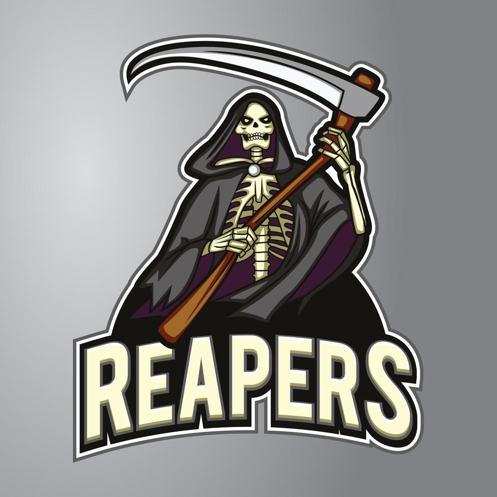 grim reaper maskot logotyp vektor