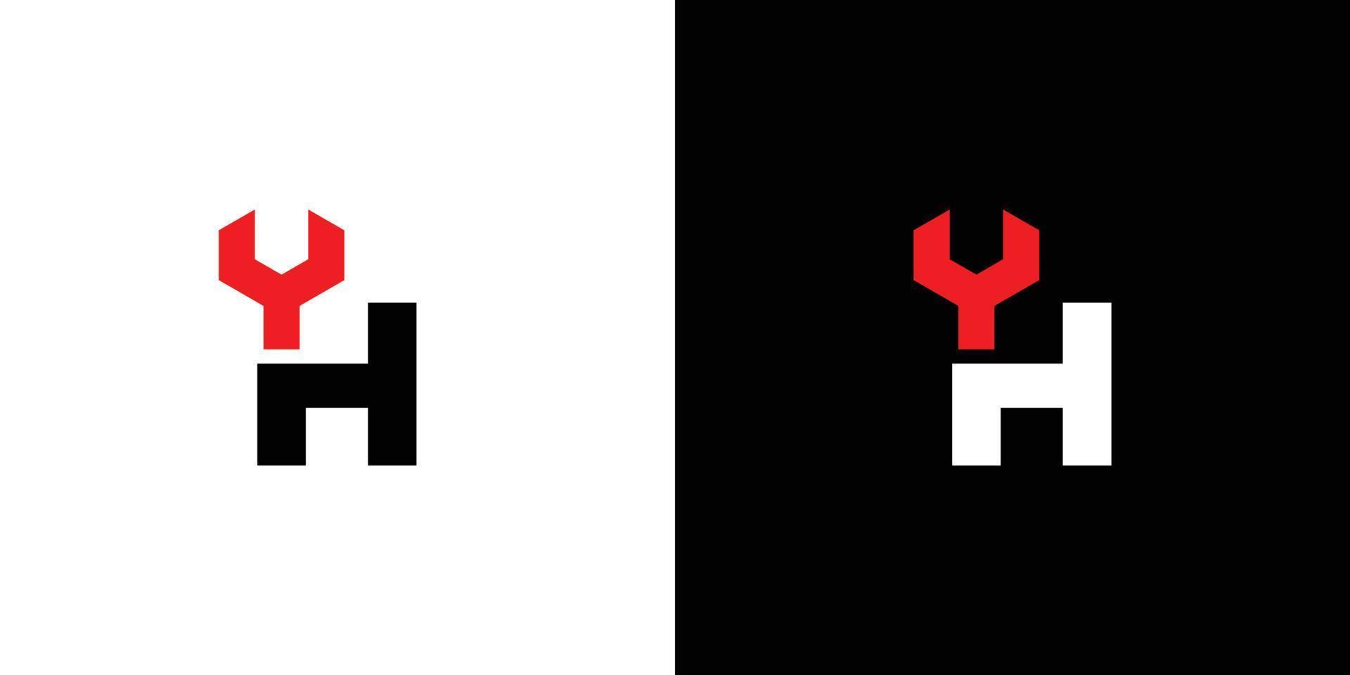 h brev första teknik logotyp design modern och unik vektor