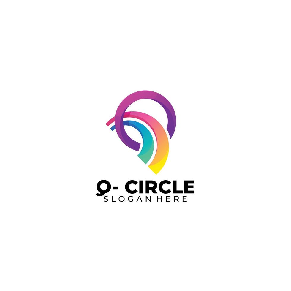 brev q med cirkel logotyp mall lutning Färg vektor