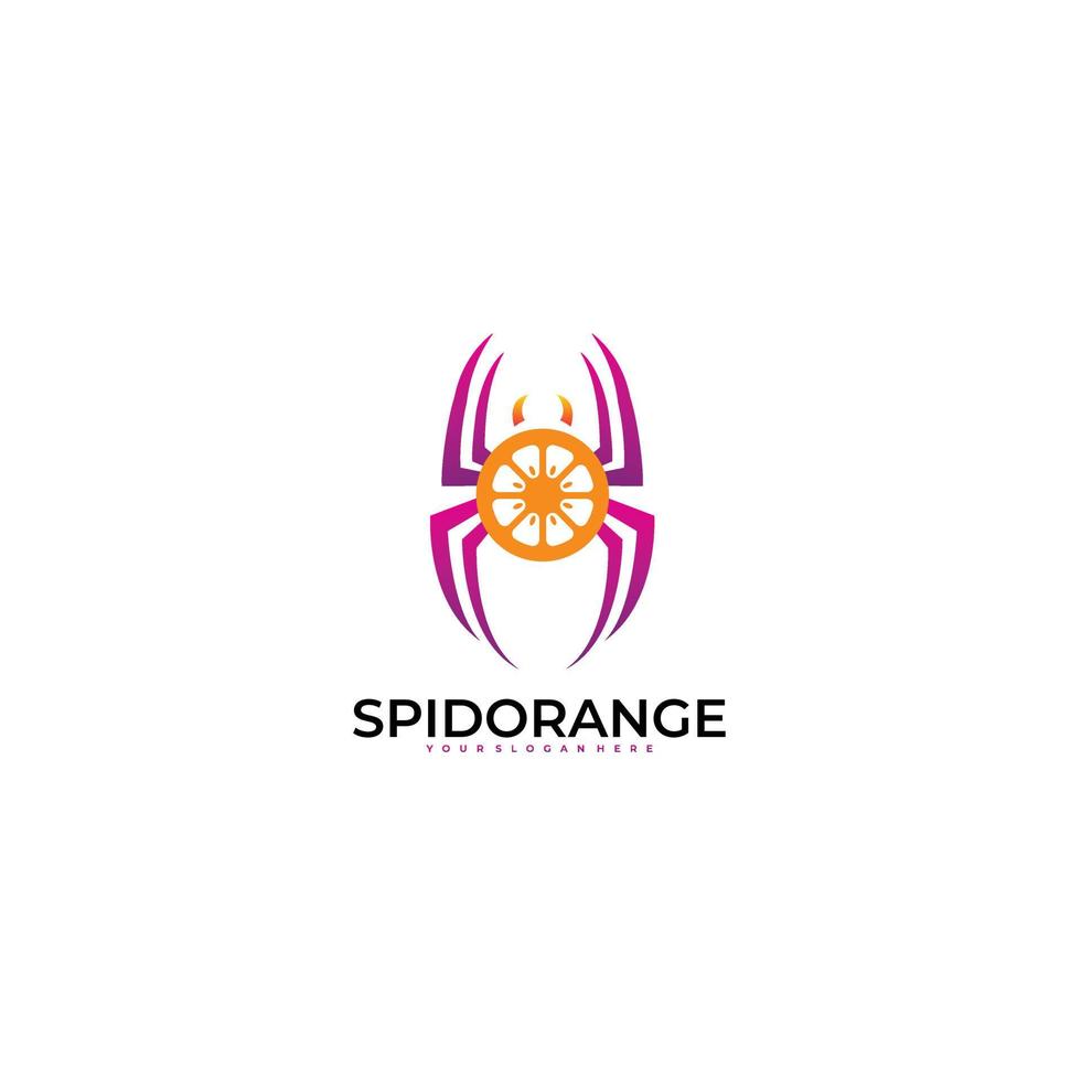 Spindel logotyp med orange mall Färg vektor