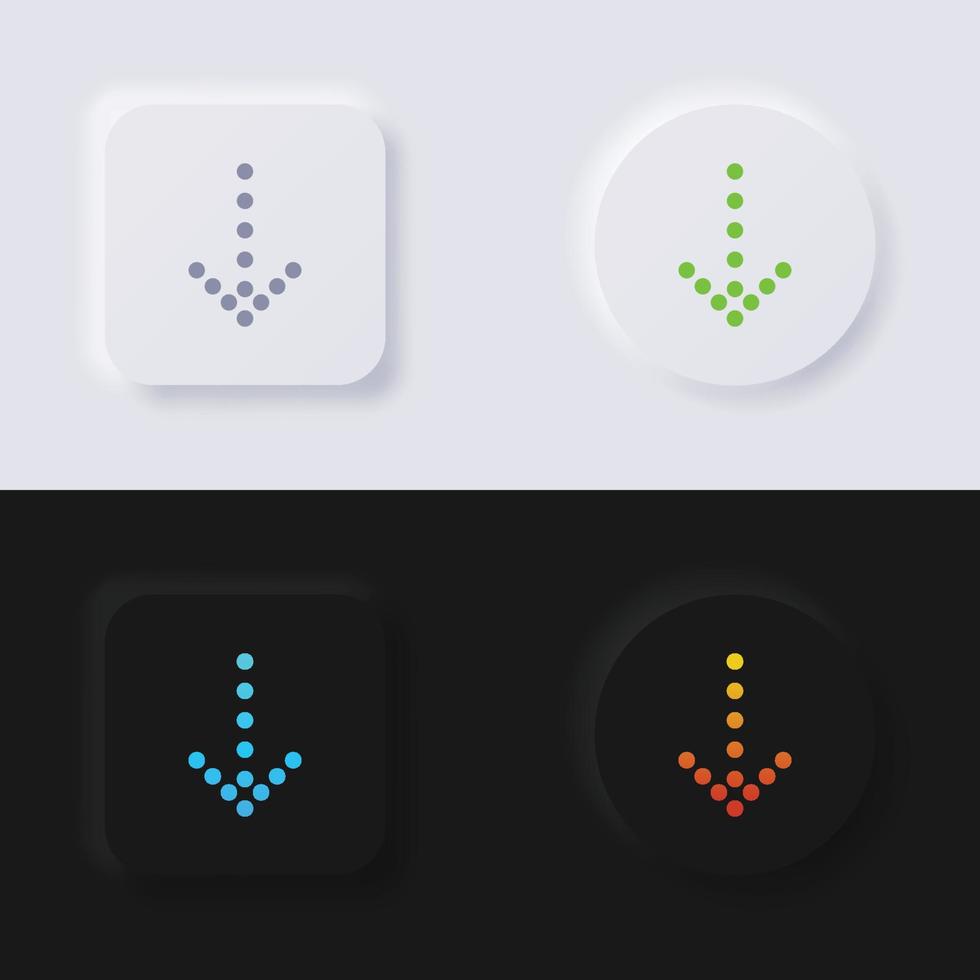 ladda ner knapp, pil ikon uppsättning, Flerfärgad neumorphism knapp mjuk ui design för webb design, Ansökan ui och Mer, knapp, vektor. vektor
