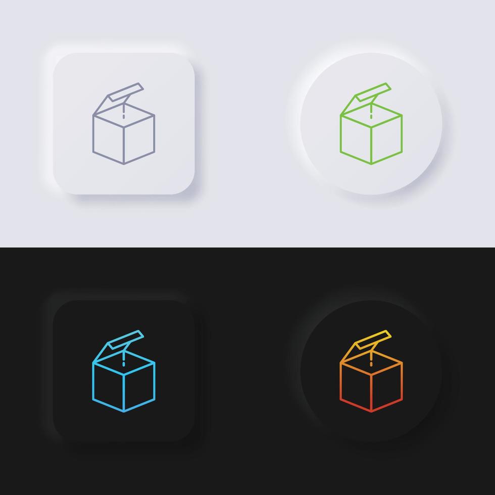 låda ikon uppsättning, Flerfärgad neumorphism knapp mjuk ui design för webb design, Ansökan ui och Mer, ikon uppsättning, knapp, vektor. vektor