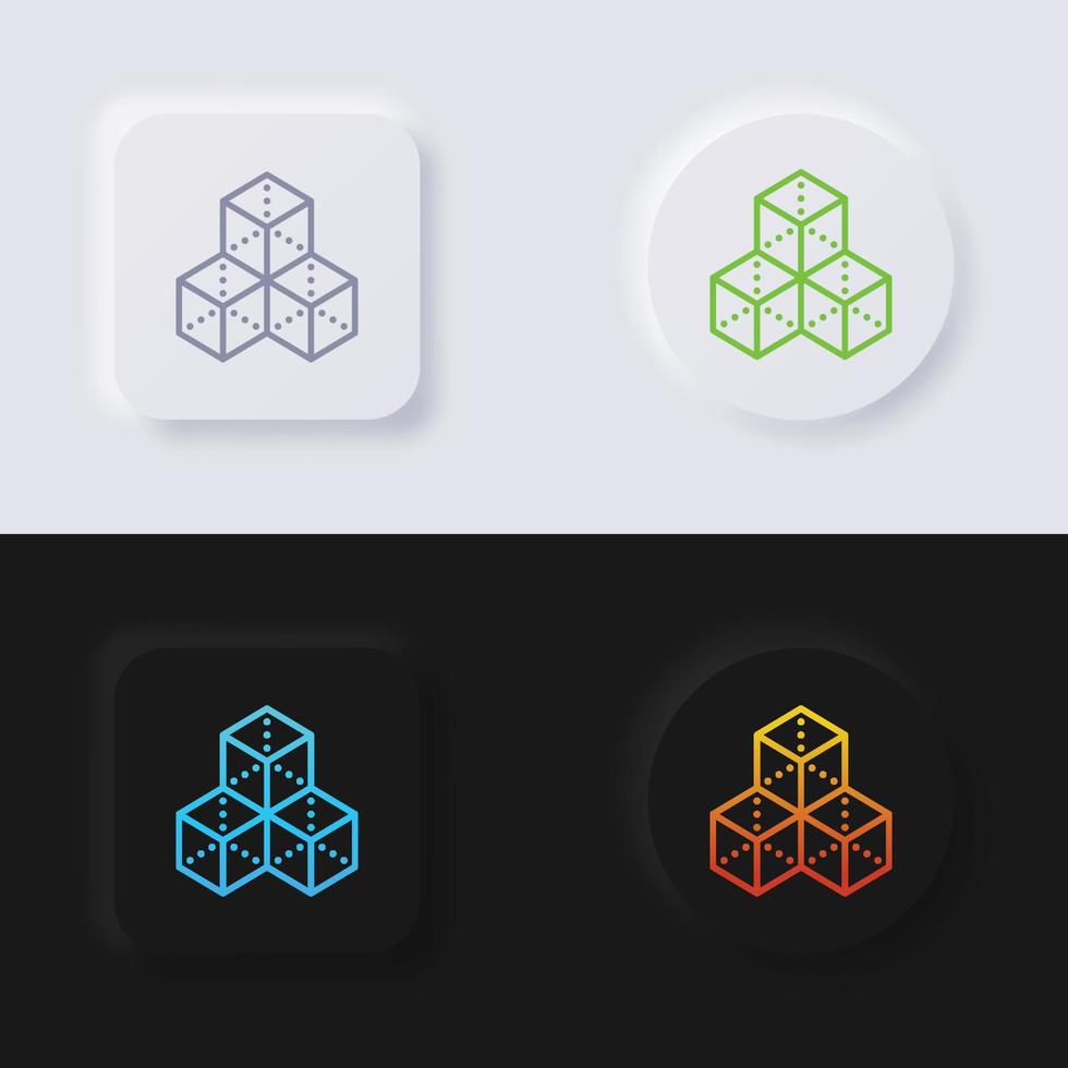 3D-Hologramm-Objekte-Icon-Set, mehrfarbiger Neumorphismus-Button, weiches UI-Design für Webdesign, Anwendungs-UI und mehr, Button, Vektor. vektor