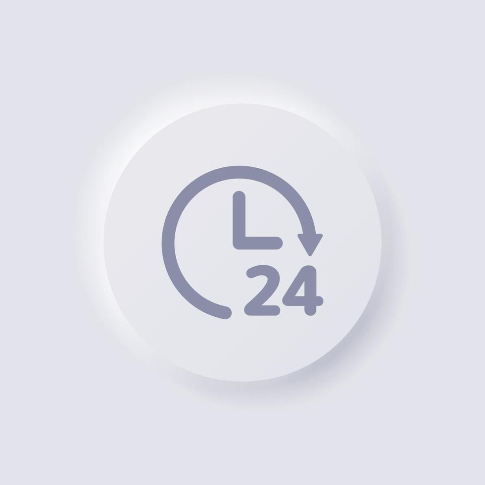 cirkulär pil ikon med siffra 24 timme, vit neumorphism mjuk ui design för webb design, Ansökan ui och Mer, knapp, vektor. vektor