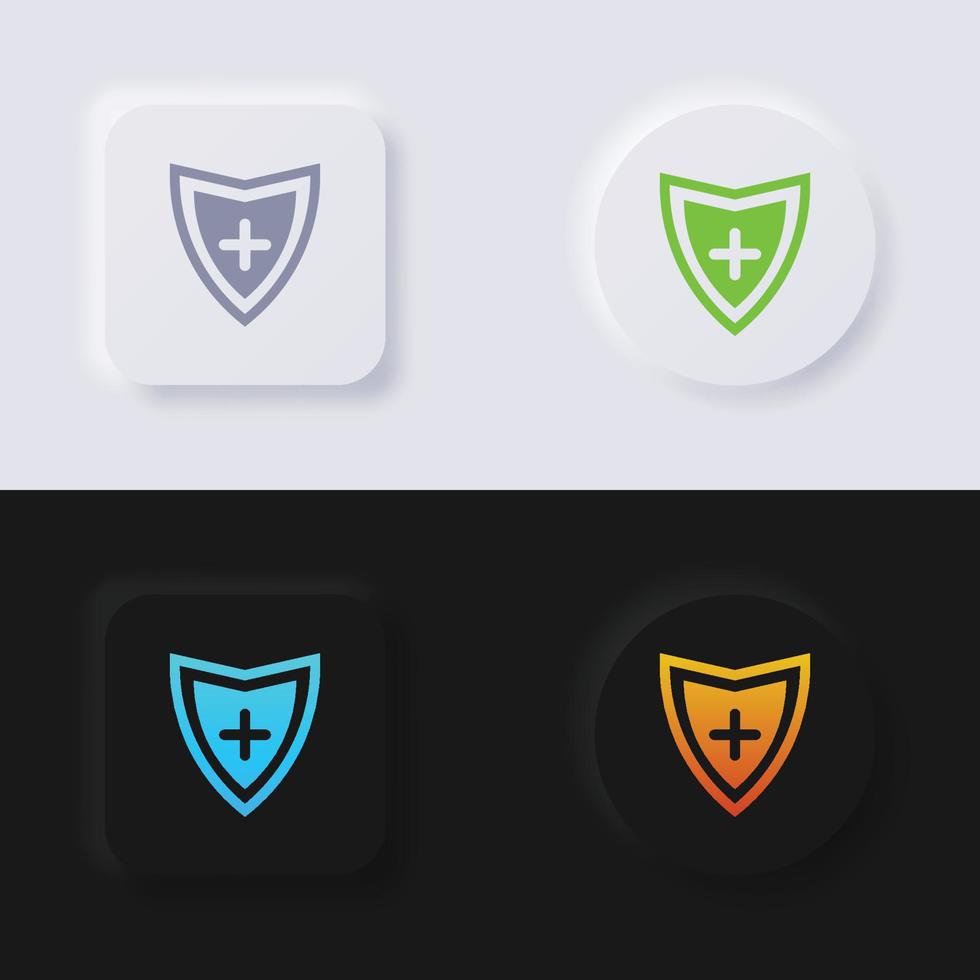 skydda ikon uppsättning, Flerfärgad neumorphism knapp mjuk ui design för webb design, Ansökan ui och Mer, knapp, vektor. vektor