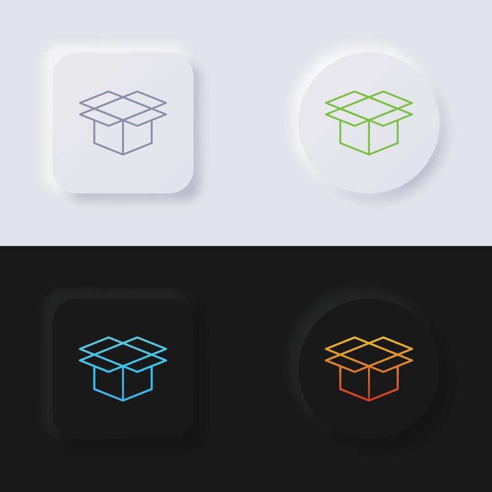 Box-Icon-Set, mehrfarbiger Neumorphismus-Button Soft-UI-Design für Webdesign, Anwendungs-UI und mehr, Icon-Set, Button, Vektor. vektor