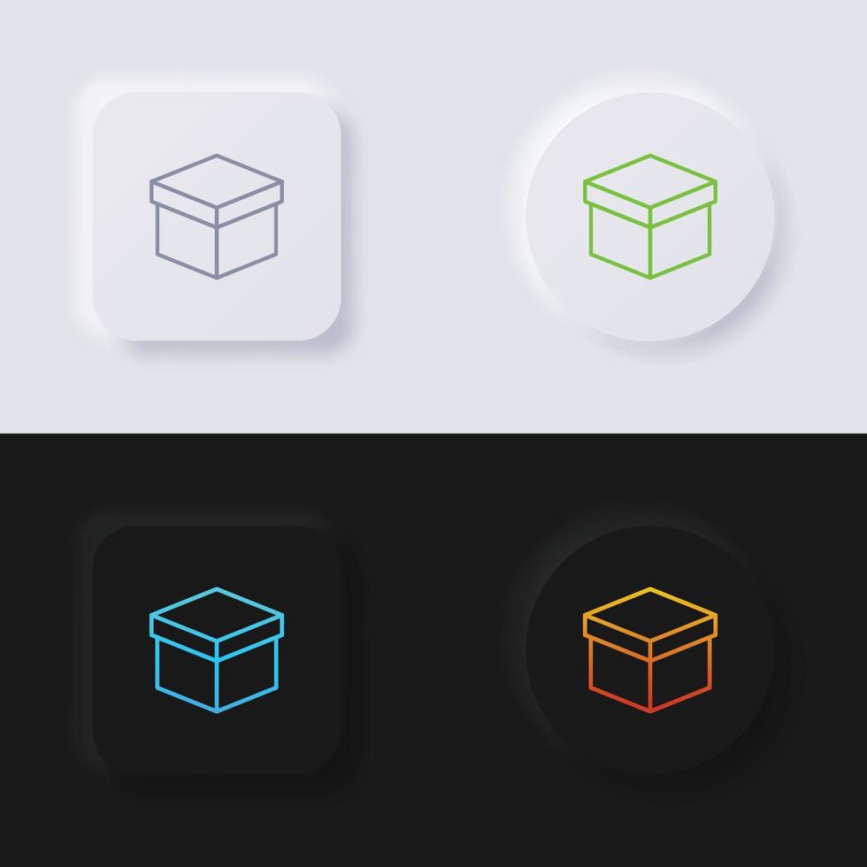 Box-Icon-Set, mehrfarbiger Neumorphismus-Button Soft-UI-Design für Webdesign, Anwendungs-UI und mehr, Icon-Set, Button, Vektor. vektor