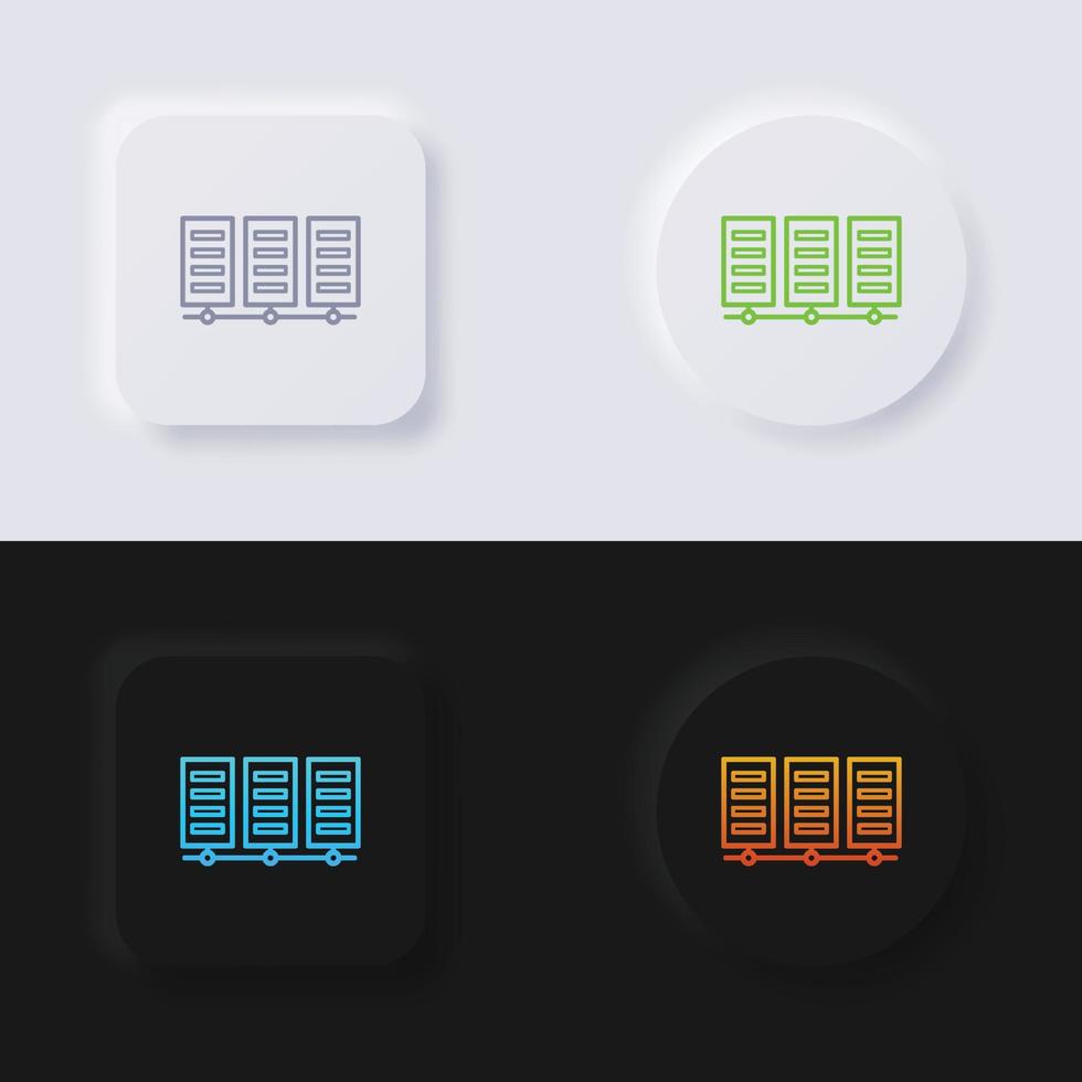 Server-Icon-Set, mehrfarbiger Neumorphismus-Button Soft-UI-Design für Webdesign, Anwendungs-UI und mehr, Icon-Set, Button, Vektor. vektor