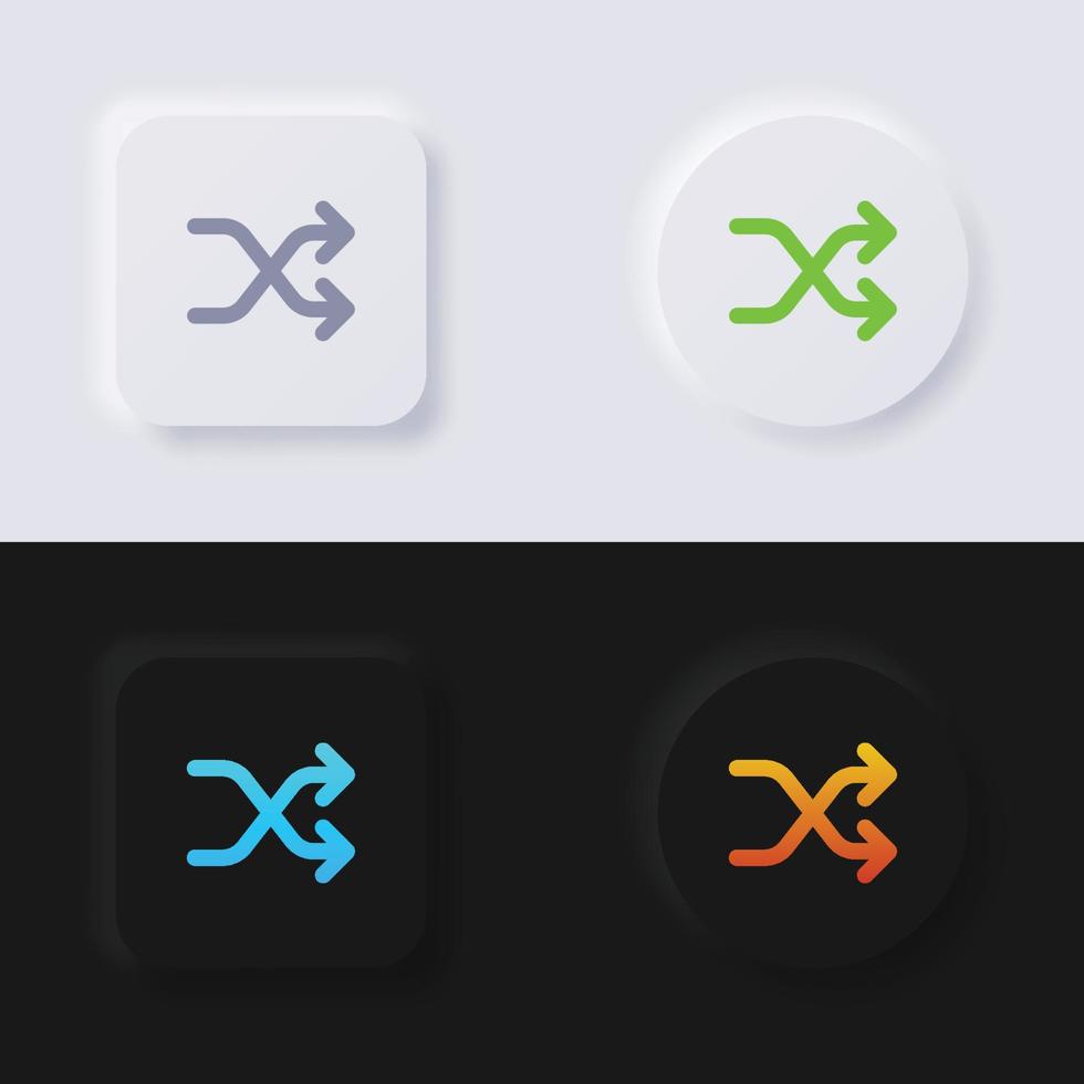 Shuffle-Button-Icon-Set, mehrfarbiger Neumorphismus-Button Soft-UI-Design für Webdesign, Anwendungs-UI und mehr, Button, Vektor. vektor