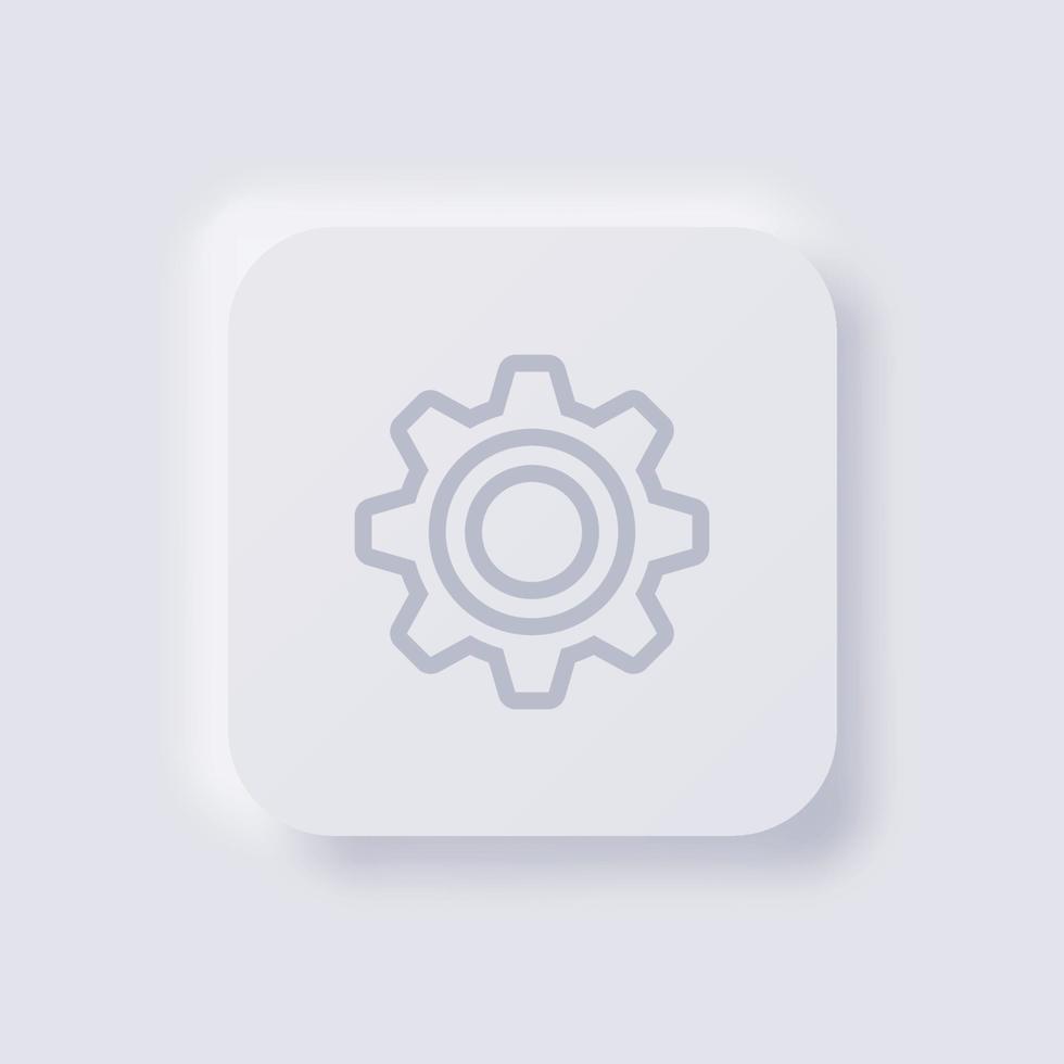 kugge ikon, vit neumorphism mjuk ui design för webb design, Ansökan ui och Mer, knapp, vektor. vektor