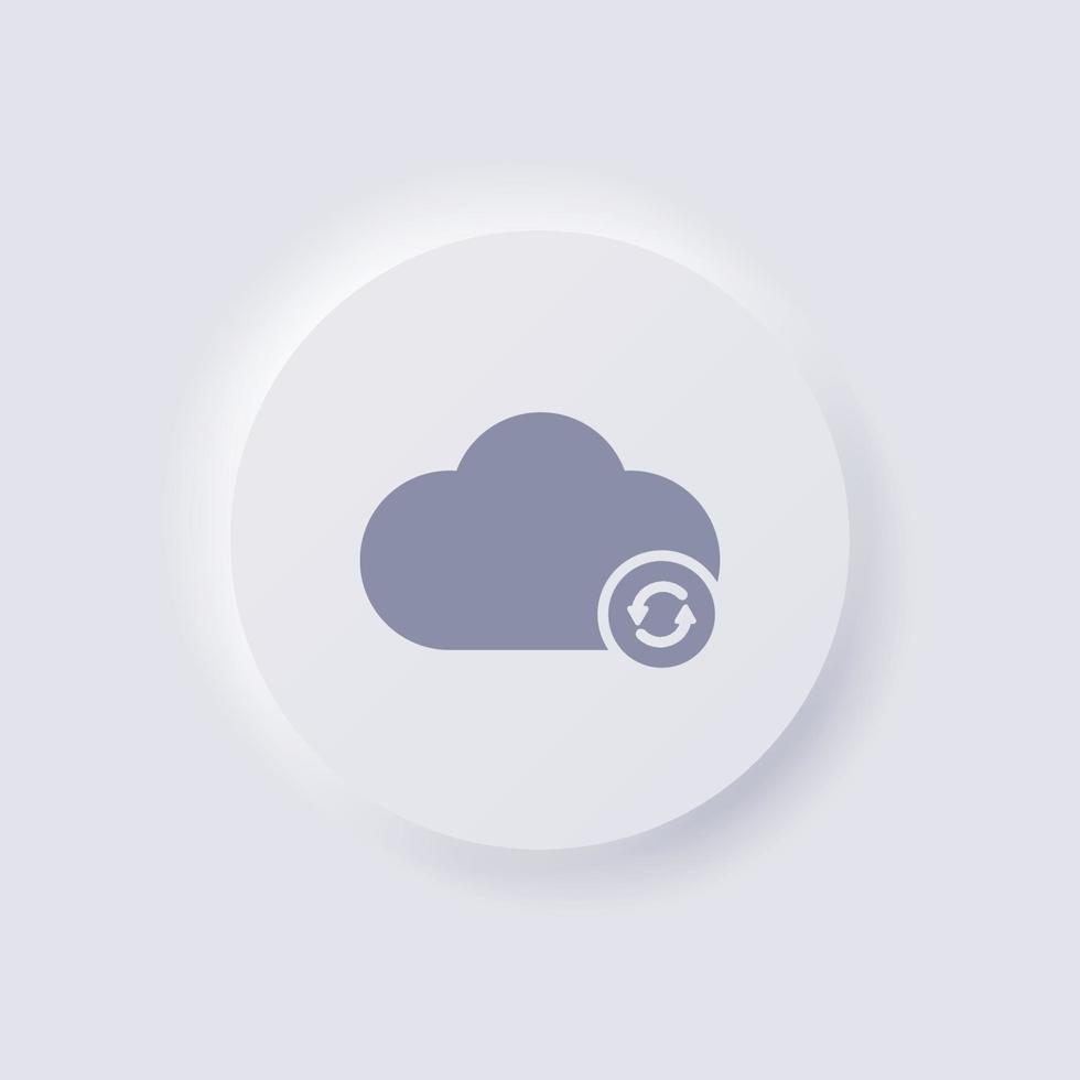 Wolkensymbol mit Rotationspfeil, weißer Neumorphismus, weiches UI-Design für Webdesign, Anwendungs-UI und mehr, Schaltfläche, Vektor. vektor