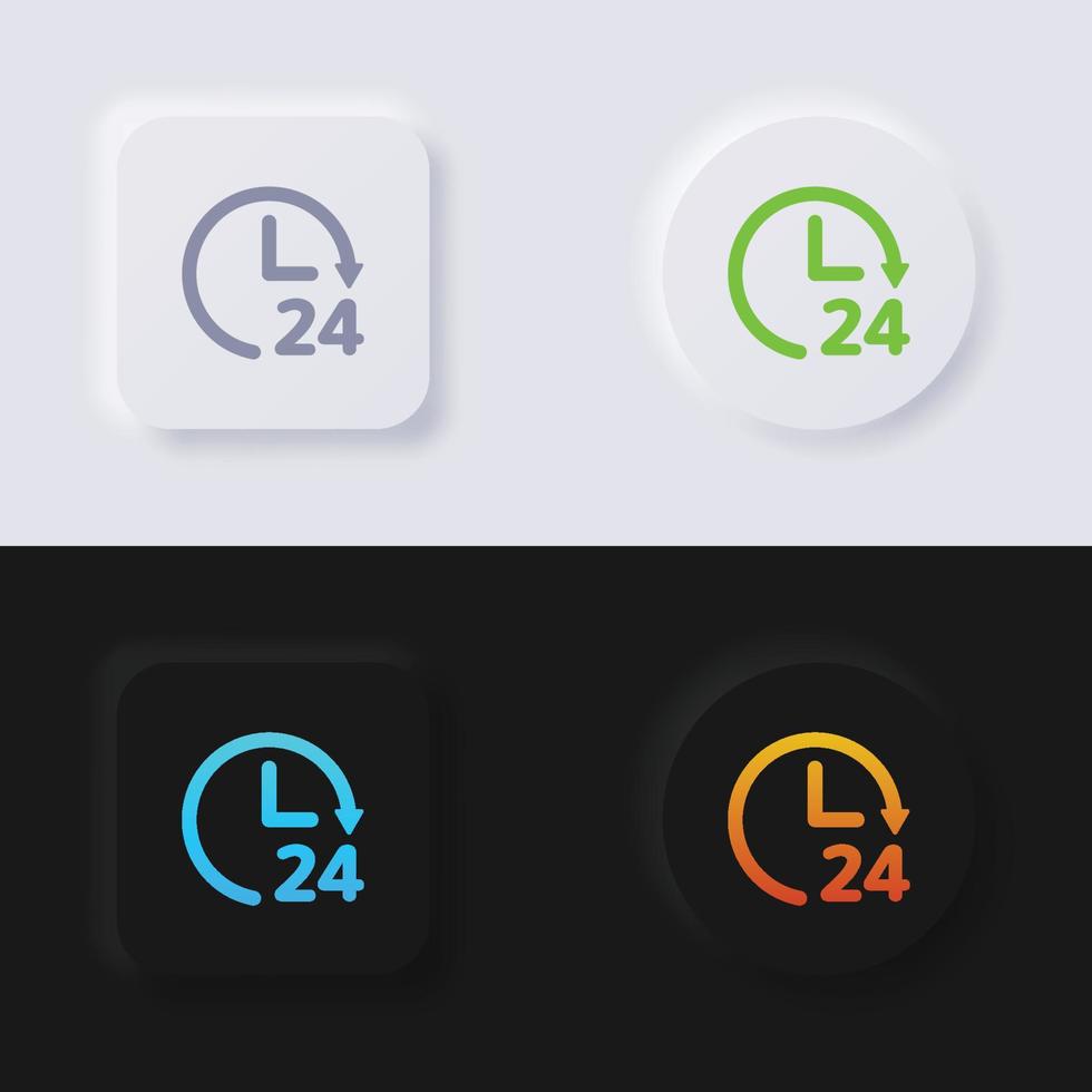 kreisförmiges Pfeilsymbol mit der Nummer 24 Stunden, mehrfarbiger Neumorphismus-Button Soft-UI-Design für Webdesign, Anwendungs-UI und mehr, Button, Icon-Set, Vektor. vektor